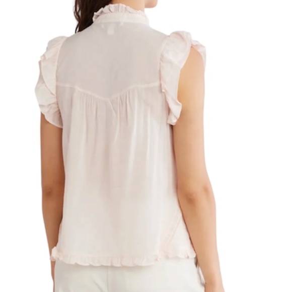 NWT JASON WU pastel pale pink gauzy ruffle cap sleeve blouse top XS - Picture 3 of 14